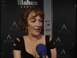 VOICED: Actress carmen Maura talk about the Gold Medal of Cinema Academy Stock Footage