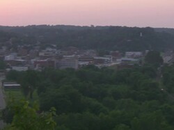 WS PAN Shot of Hannibal Mississippi river at sunset / Hannibal, Missouri, United States Stock Footage