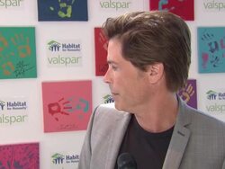 INTERVIEW: Rob Lowe on some of the celebrities that donated their hand prints at the 'Valspar Hands For Habitat' Celebrity Auction Kick-Off at New York NY Stock Footage