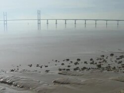 Timelapse of the retreating (ebb) tide on the Severn estuary at the spring equinox. Stock Footage