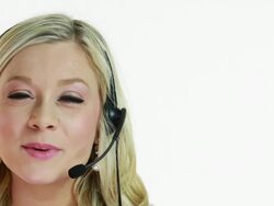 Customer Service Woman on White Stock Footage