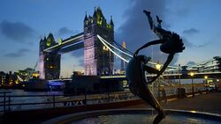 Tower Bridge in London at sunset. Stock Footage
