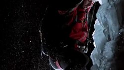 SLO MO kicking the ice slope with crampons Stock Footage