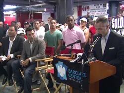 SPEECH: Brett Yormark talks about the boxing champions who have boxed at Gleason's Ã‰ Stock Footage