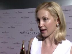 INTERVIEW - Kelly Rutherford talks about her current work, on her son wanting to DJ at Moet & Chandon Celebrates Its 270th Anniversary with New Global Ambassador International Tennis Champion, Roger Federer Stock Footage
