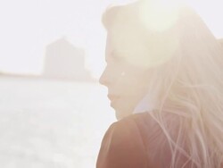 Woman at the ocean Stock Footage