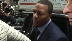 Surrounded by media, Ray Rice arrived for the first day of his appeal hearing in New York. Rice was suspended indefinitely in September for violating the NFL's personal conduct policy after a video emerged of him hitting his then-fiancee. (Nov. 5) News Clip