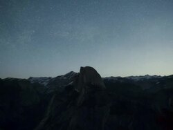 WS T/L  View of Half Dome with milky way / Yosemite, California, USA Stock Footage
