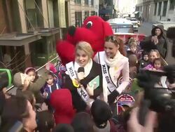 Clifford the Big Red Dog, Miss Teen USA Danielle Doty, Miss USA Alyssa Campanella and children at 2012 World Read Aloud Day Celebration on 3/7/2012 in New York, NY, United States Stock Footage