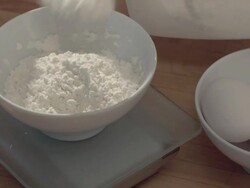Meassuring Flour For Baking A Cake Stock Footage