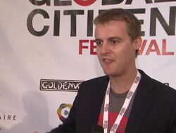 INTERVIEW: Founder and CEO of Global Citizen, Hugh Evans on the movement, how this is just one part of it at Global Citizen Festival In Central Park To End Extreme Poverty Stock Footage