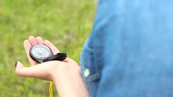 Female hiker taking a rest from walking Stock Footage