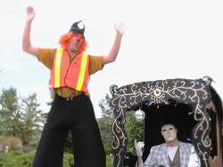 MS Mime in booth and clown on stilts /  Mississauga, Ontario, Canada. Stock Footage