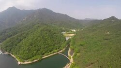 View of reservoir of Mt. Geumo(famous travel area) Stock Footage