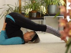 Senior Female doing Yoga in Bedroom Stock Footage