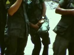 Soldiers posing for photographs during Vietnam War Stock Footage