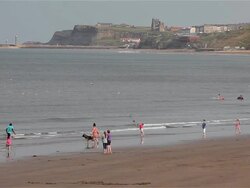BEACH SCENE AND WHITBY Stock Footage