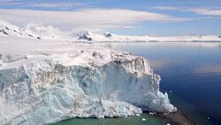 Aerial Views of Glaciers on Livingston Island, Antarctica Stock Footage