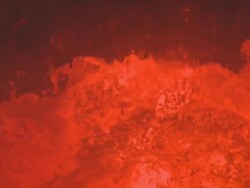 Close up waves of lava flowing against cliff, Marum Volcano, Ambrym Island, Vanuatu Stock Footage