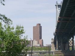 MS Tall apartment building with Manhattan Bridge / New York, New York, USA Stock Footage