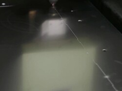 CU Shot of Aluminum being cut by laser / Ho Chi Minh, Southeastern, India Stock Footage