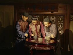  MS Wax statues depict scene of ancient China / Shanghai,  China Stock Footage