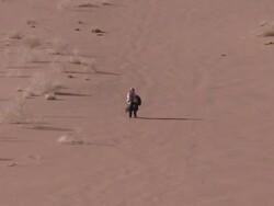 Woman walking in desert, Dead Vlei, Namib-Naukluft, Namibia Stock Footage