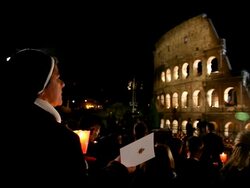 Easter Celebrations in Rome: The Way of the Cross. Stock Footage