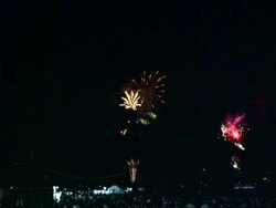 WA crowds at Firework display, China Stock Footage