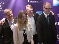 Sigvaldi K_rason, Heida Kristin Helgadottir, Mayor of Reykjavik, Iceland, Jon Gnarr and Director Gaukur _lfarsson at the 2011 Tribeca Film Festival - Premiere of 'Gnarr' Stock Footage