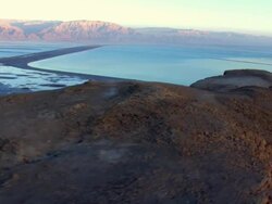 WS AERIAL View of dead sea near mountain / Sourn Judea Desert, Israel   Stock Footage