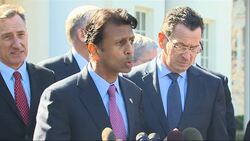 The nation's governors emerged from a meeting with President Barack Obama on Monday claiming harmony, only to immediately break into an on-camera partisan feud in front of the West Wing regarding how to grow the economy. (Feb. 24) News Clip