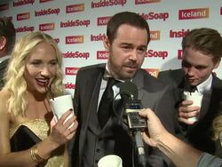 INTERVIEW - Danny Dyer and Kellie Bright on working together, family and relationships at the Inside Soap Awards 2014 on 1st October 2014 in London, England. Stock Footage