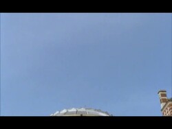 MWA Tilt down from blue sky to Royal Albert Hall and Albert memorial, London, England Stock Footage