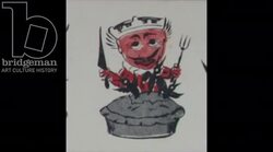 Animated 19th century zoetrope with crows flying out of a pie Stock Footage