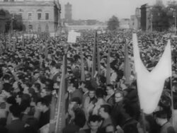 Protesters in East Berlin demonstrate for and against Cuba Stock Footage