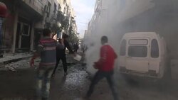 CLEAN : At least 5 wounded in strikes on rebel held town near Damascus News Clip