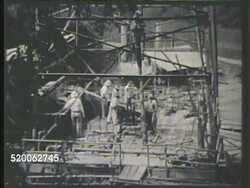 1940s: SUMATRA: RESOURCES: * WS Oil mining rig on top of hill, silos (R) frame, car driving down hill. VS Workers operating drilling rig. HA VS Oil silos & storage tanks. Oil well, natural resources, renewable energy, alternative energy, drill Instructional Video