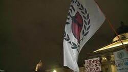 CLEAN : Hundreds wearing Guy Fawkes masks gather in London News Clip