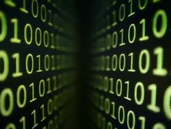 MS Shot of Binary code on computer monitor (composite) / Germany Stock Footage