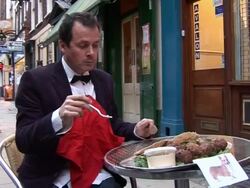 Mark McGowan Eats A Corgi Dog Stock Footage