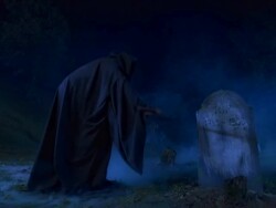 HD DOLLY: Grim Reaper In Cemetary Stock Footage