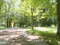 HD CRANE: Jogging Stock Footage