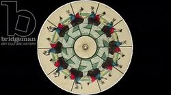 Animated 19th century phenakistoscope with women praying Stock Footage