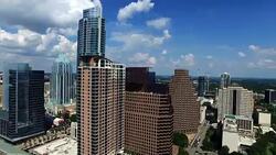 Austin Texas Aerial High Above Downtown Very Close to Center Frost Bank Tower in View Stock Footage