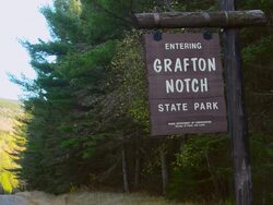 MS Shot of Grafton Notch State Park sign in New England / Newry, Maine, United States Stock Footage