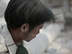 CU TUSHot of  worker carving a white stone  / Mandalay, Mandalay Division, Myanmar Stock Footage