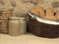 Five Loaves Two fish close up Stock Footage