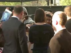 Emily Blunt at Salmon Fishing In The Yemen European Premiere at ODEON Kensington on April 10, 2012 in London, England. Stock Footage