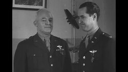 US Gen. Hap Arnold presents Col. Walter Sweeney with the Distinguished Service Cross during World War II News Clip